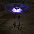 thumbnail image 4 of Hi-Line Gift Solar LED Glass Bird Bath with Stand, Floral, 4 of 5