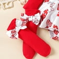 thumbnail image 4 of XAOFW Girls Set Adorable Infant Dress Bow Flounce Long Sleeve Round Neck Jumpsuit Headband Socks Photoshoot Soft Cozy Lovely Casual Daily Wear Outfits, 4 of 7