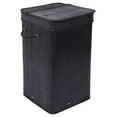 thumbnail image 2 of Drevy Square Laundry Hamper with Lid and Cloth Liner - Bamboo - Black - Easily Transport Laundry Basket - Collapsible Hamper - String Handles, 2 of 8