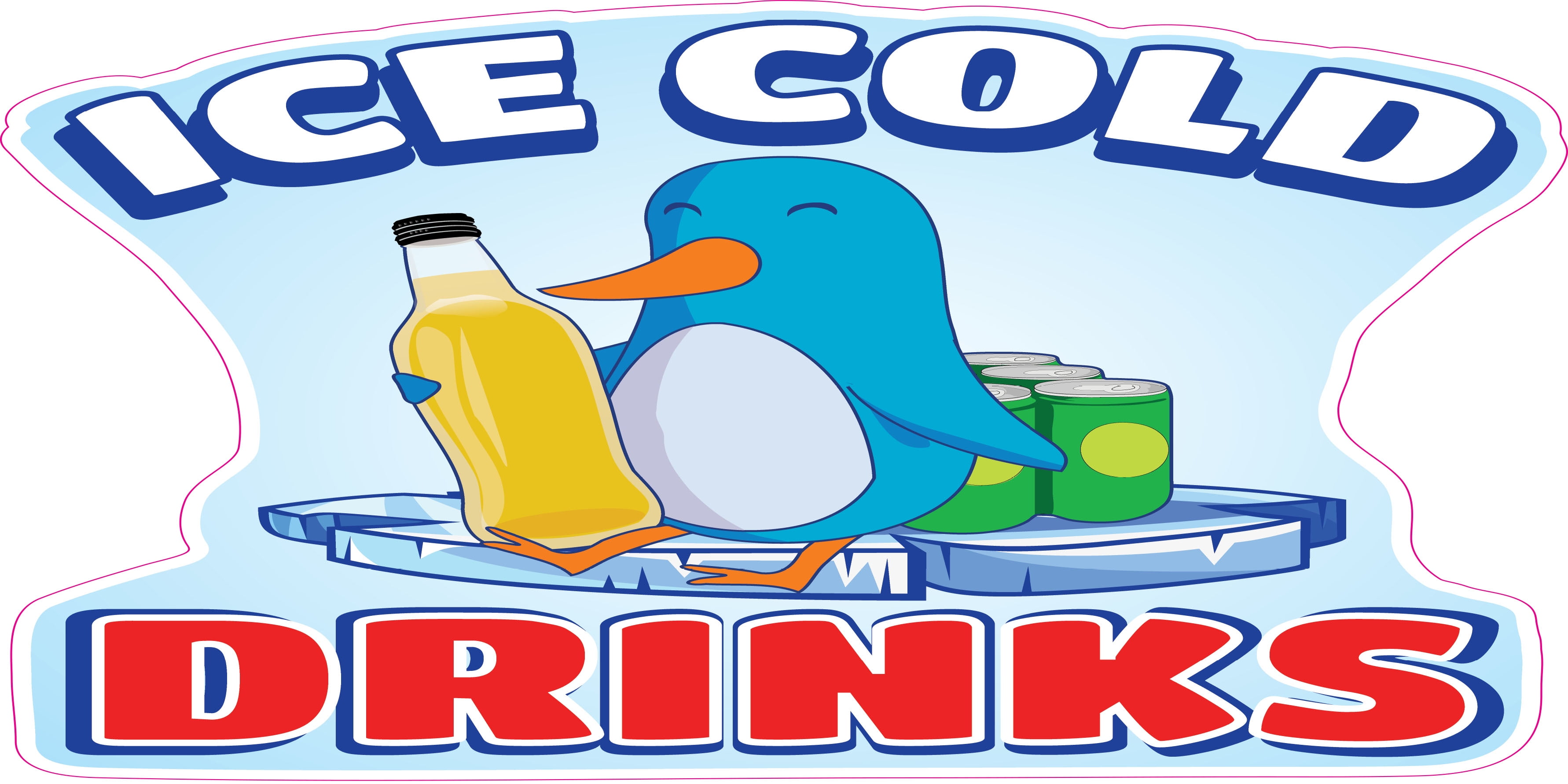 ICE Cold Drinks 3 8 Concession Decal Sign cart Trailer Stand Sticker Equipment 