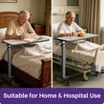 thumbnail image 5 of KEKOY Overbed Table with Wheels, Easy Height Adjustable Bedside Table for Bed for Elderly, Rolling Bed Tray Table for Eating & Reading, Stable Support for Medical Home Care and Hospital Use, 5 of 9