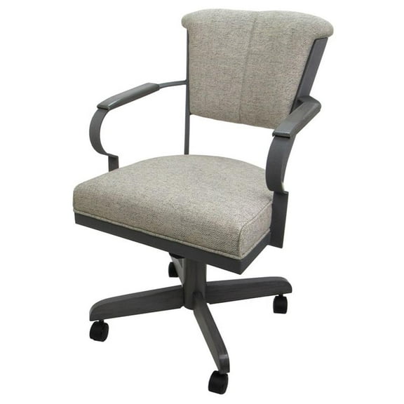 Miami Swivel Metal Caster Chair Wood Arms Pitt Base - Portwood Ash - Grey