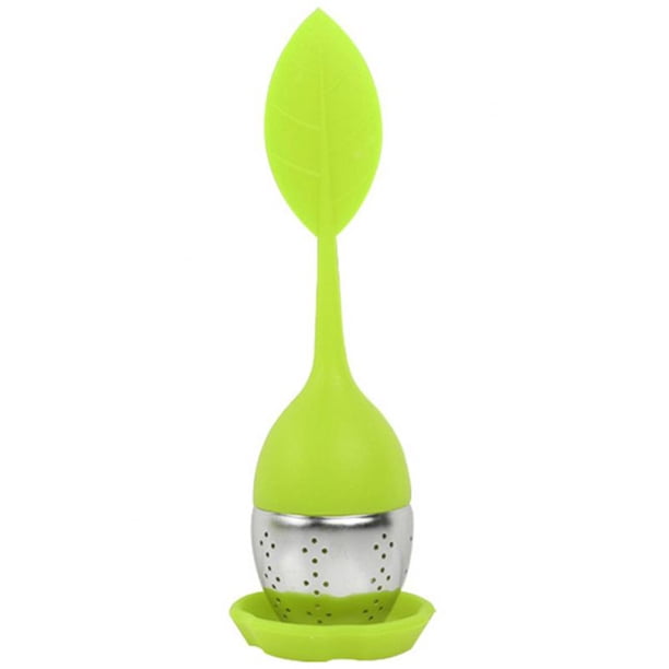 Colador de Té Silicona Acero Inoxidable Forma de Hoja de Árbol ANGGREK Infusor de Té Filtro de Bola Colador Amarillo Verde