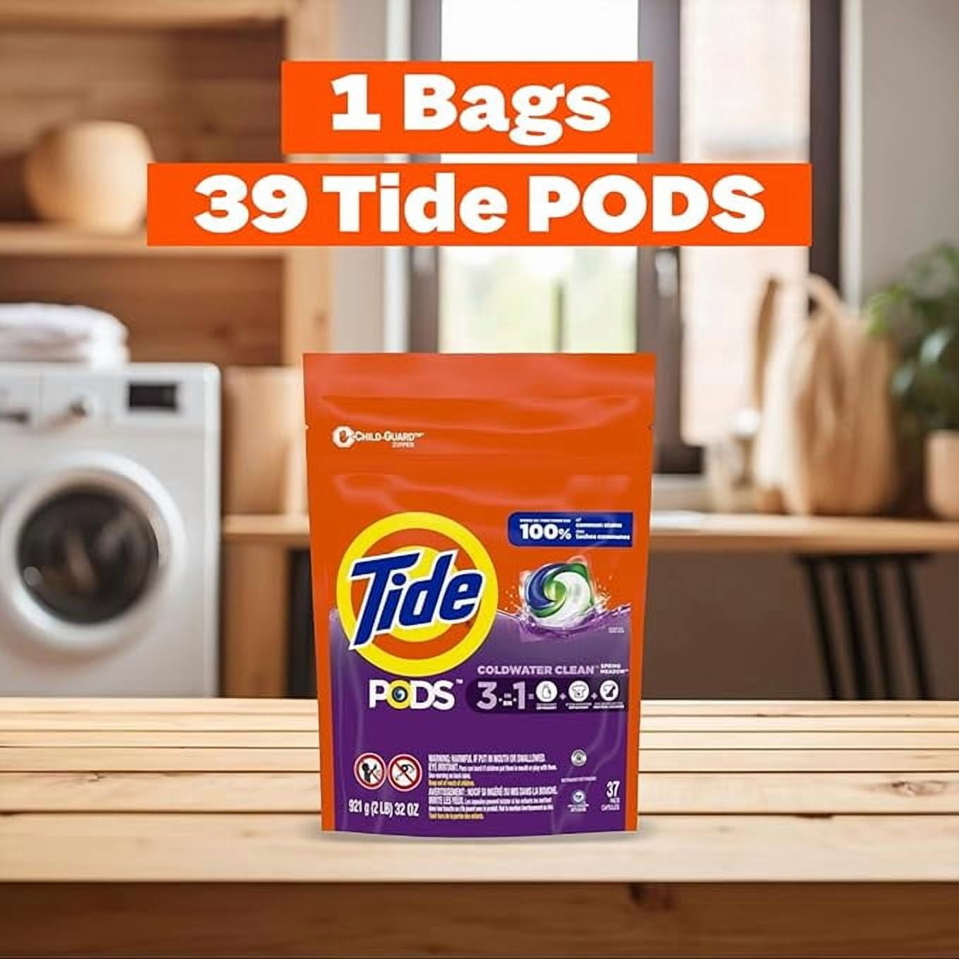 Tide, Laundry Pods, 39 ct, Spring Meadow Scent, HE Compatible
