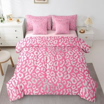 Homewish Leopard Print Girl Boy Twin Bedding Sets 7-Piece,Jungle Animal Bedding Comforter Set Microfiber,Abstract Geometric Breathable Sheet Sets,Super Cozy Room Decor,Reversible