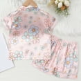 thumbnail image 4 of TOWED22 Infant Toddler Baby Girl Summer Clothes Bow Embroidery Short Sleeve T Shirts Top Shorts 2 Piece Summer Outfits Set(Pink,4-5 Y), 4 of 8
