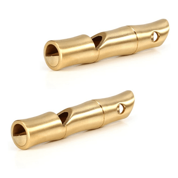 TOOAD 2pcs Sifflet de survie en laiton - Fait à la main - Pour extérieur, randonnée, camping, chasse, survie