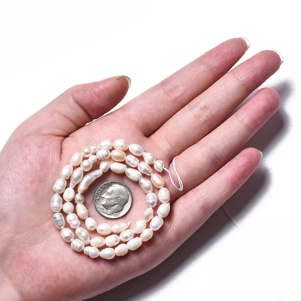 Natural Cultured Freshwater Pearl Beads Strands Rice Seashell Color 5~11.5x4.5~6mm Hole: 0.7mm about 43~46pcs/strand 13.39 inch(34cm)