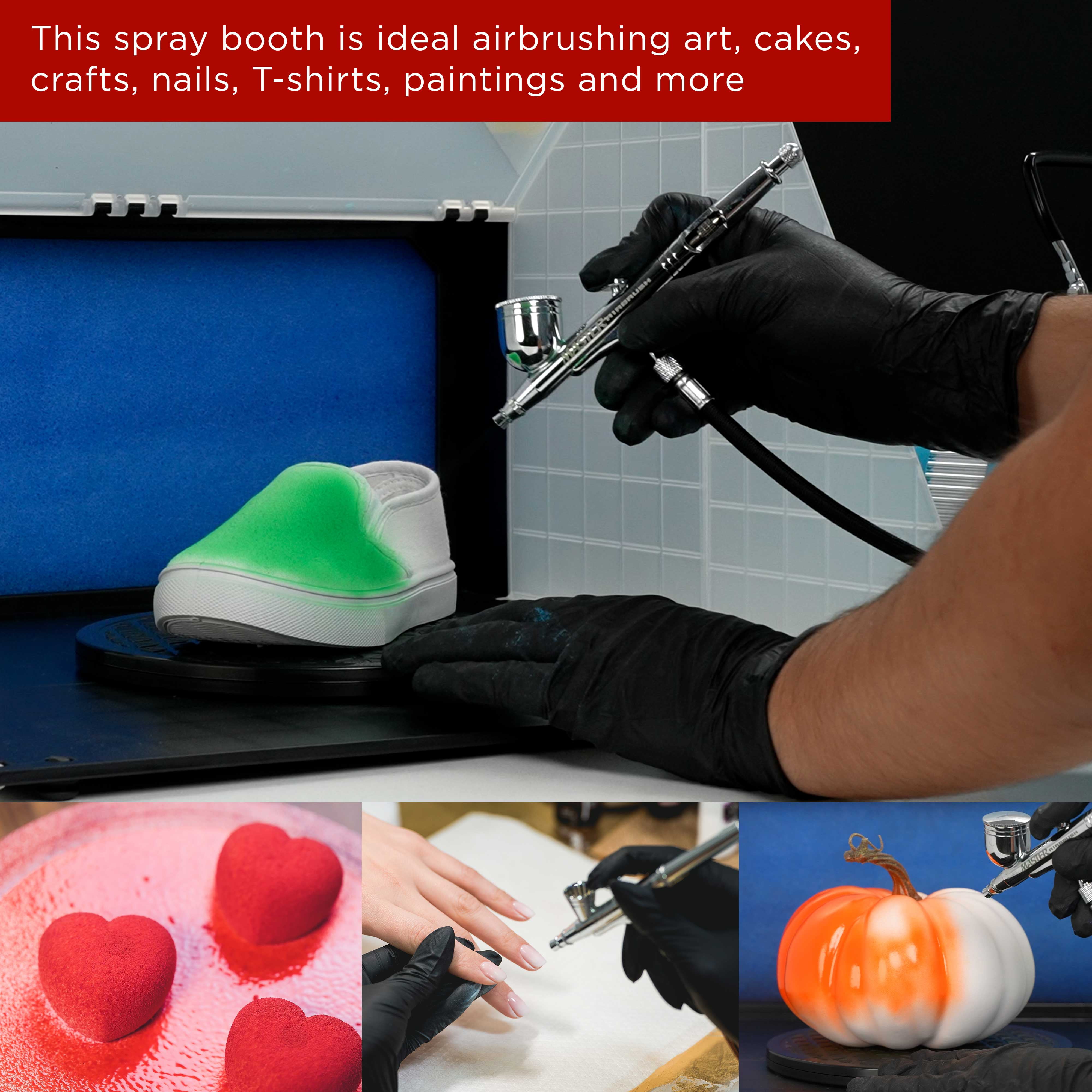 Master Portable Hobby Dual Airbrush Spray Booth Kit with Exhaust Extension Hose (Extends up to 5.6 Feet)