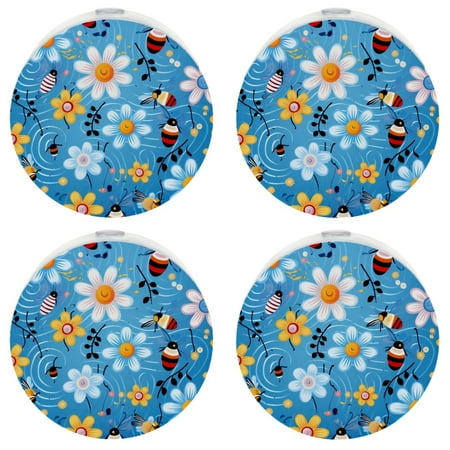 

Automatic Night Lights Plug into Wall for Kids & Adults Colorful Bees Flowers Dusk to Dawn Sensor Nightlights for Room Bedroom Bathroom Hallway Kitchen