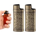 thumbnail image 1 of 2 Pcs Étuis Rétro pour Briquets, Étuis de Protection en Alliage de Zinc à Gravure Florale 3D, Pochettes Portables pour Briquets pour Camping en Plein Air Randonnée Cadeau, 1 of 7