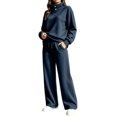 thumbnail image 6 of Lmueinov Two Piece Sets for Women Fleece Sweatsuit Button Mock Neck Sweatshirts Wide Leg Sweatpants Workout Lounge Sets with Pockets Fall Casual Outfits, 6 of 6