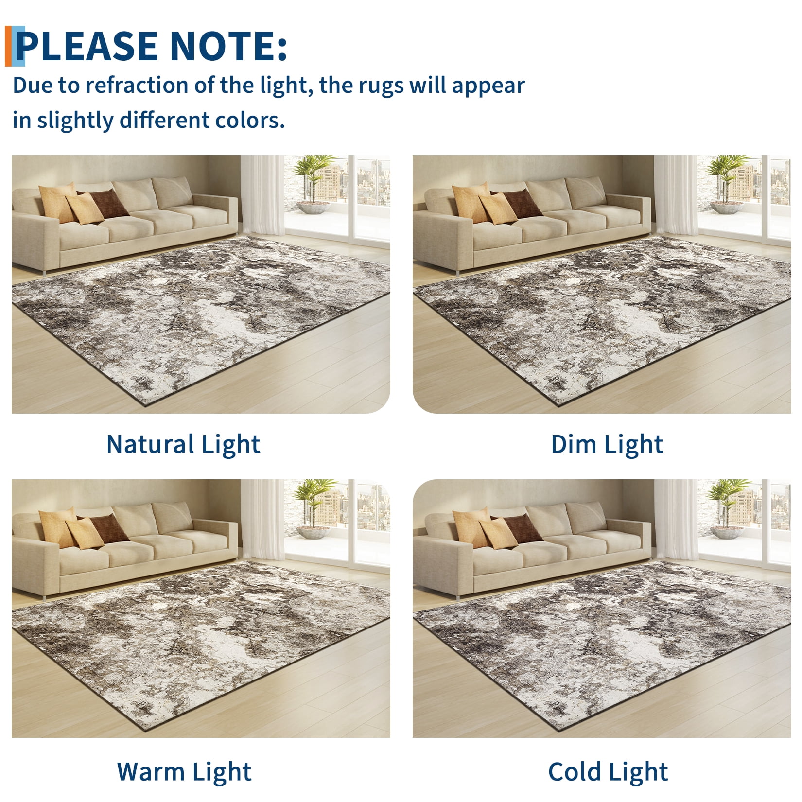 GlowSol 5'x7' Area Rugs for Living Room, Modern Abstract Rug Machine Washable Rug, Stain Resistant Carpet for Dining Room Home Office, Brown