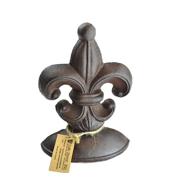 Lulu Decor, Cast Iron Fleur De Lis Door Stop, 2 Lbs, Door Stopper (Brown)