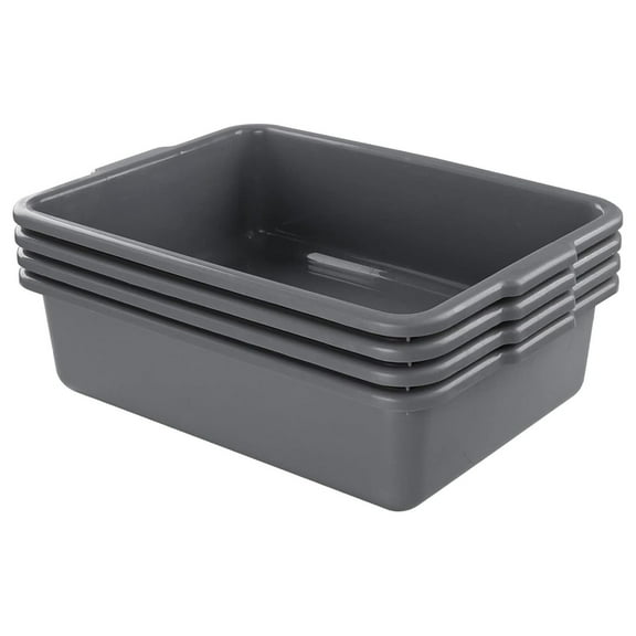 4-Pack 25 L Bus Box/Tote Box, Plastic Utility Bus Tub, Grey