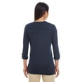 thumbnail image 2 of Devon & Jones Womens Y-Placket Convertible Sleeve Knit Top, Navy, Small, 2 of 3