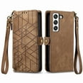 thumbnail image 2 of Nalacover Case for Samsung S23 Plus,with RFID Blocking Card Slot Holder, Magnetic Flip Folio Purse Case, PU Leather Zipper Handbag with Detachable Lanyard Strap for Samsung Galaxy S23 Plus,Brown, 2 of 12