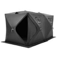 thumbnail image 5 of KFFKFF Mobile Ice Hut, Accommodates 6-8 Anglers, 70 Sq Ft Fishing Space, Winter Angling Shelter, Durable Waterproof Oxford Material, Includes Anchors/Ropes/Transport Bag, 142"x71" in Black, 5 of 9