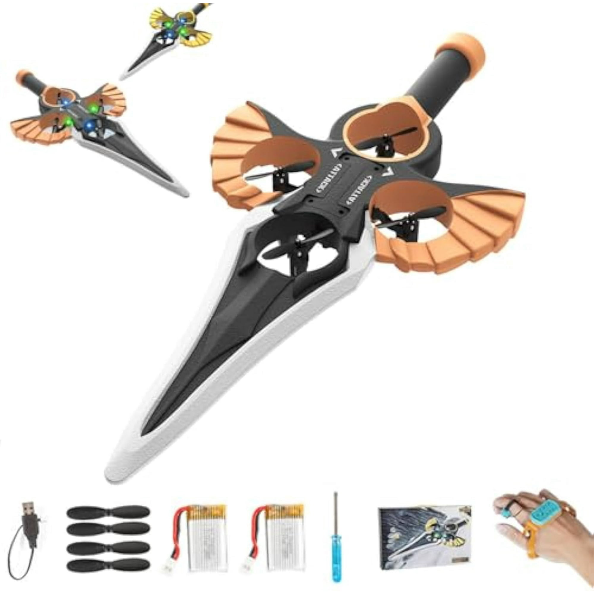 سيف طائر عن بعد - طائرة سيف طائر تفاعلية للبالغين، مزودة بتقنية طيران متطورة وأضواء LED وتصميم متين (نوع تحكم مزدوج)