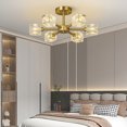 thumbnail image 2 of Modern Crystal Chandeliers Industrial Sputnik Chandeliers Gold Ceiling Light Semi Flush Mount Ceiling Lighting for Hallway Entryway Bathroom Living Room Kitchen Island（6-Light）, 2 of 8