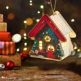 thumbnail image 2 of PuSpu Christmas Cabin Ornament 3D LED Wooden Pendant 9x7.5x6 cm Multicolor 1Pcs Hanging Home Tree Fireplace Window Holiday Ambiance Decor Light, 2 of 6