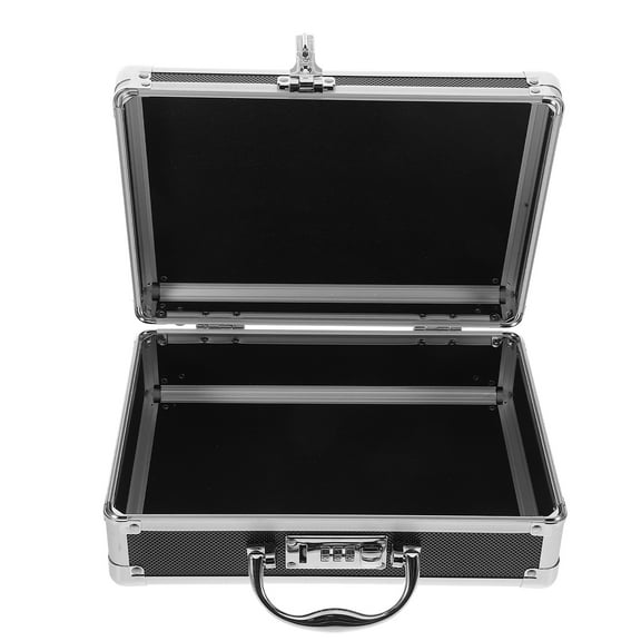 FONDOTIN Craft Tool Box Aluminum Alloy Black 1Set Portable Coded Lock For Home Use