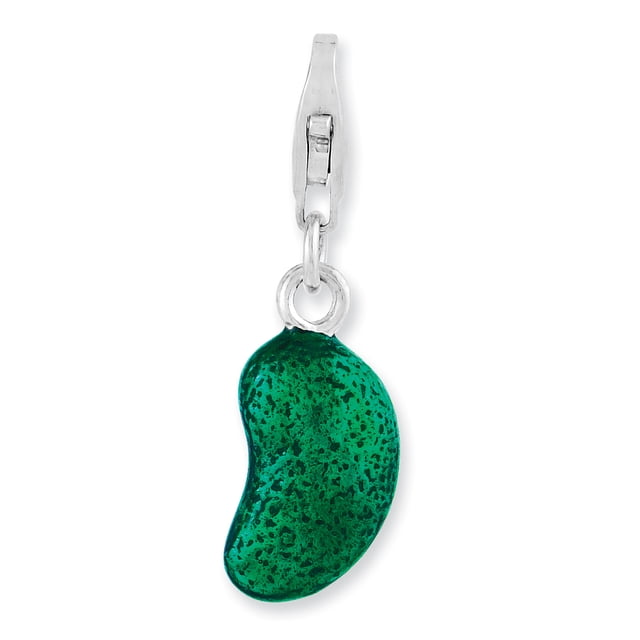 925 Sterling Silver Green Jelly Bean Necklace Pendant Charm Food Drink