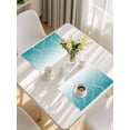 thumbnail image 5 of Aqua Blue Geometric Placemats Set of 6, Modern White Stripe Distortion Art Placemats for Dining Table, Place Mats for Kitchen Tabletop, Waterproof Wipeable Dining Table Mats Set, 5 of 9