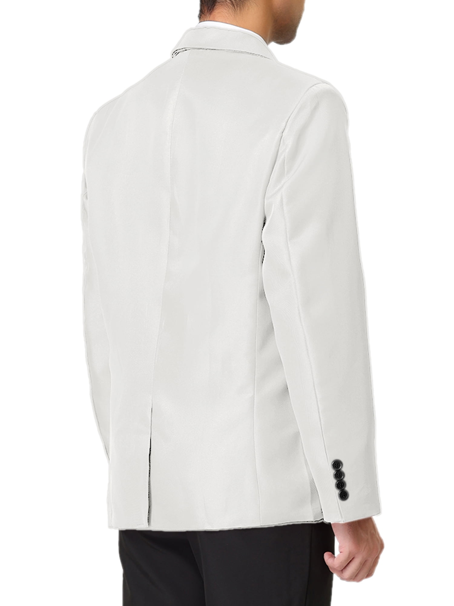 Unique Bargains Men's Blazer Single Breasted One Button Prom Suit Coat S White