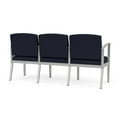 thumbnail image 3 of Amherst Steel Reception Waiting 3 Seat Tandem Seating / Silver Steel / Navy Blue, 3 of 3