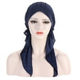 thumbnail image 2 of Herrnalise Women Solid India Muslim Ruffle Chemo Hat Headwear Head Wraps Turbans Beanie Cap Headwraps, 2 of 3