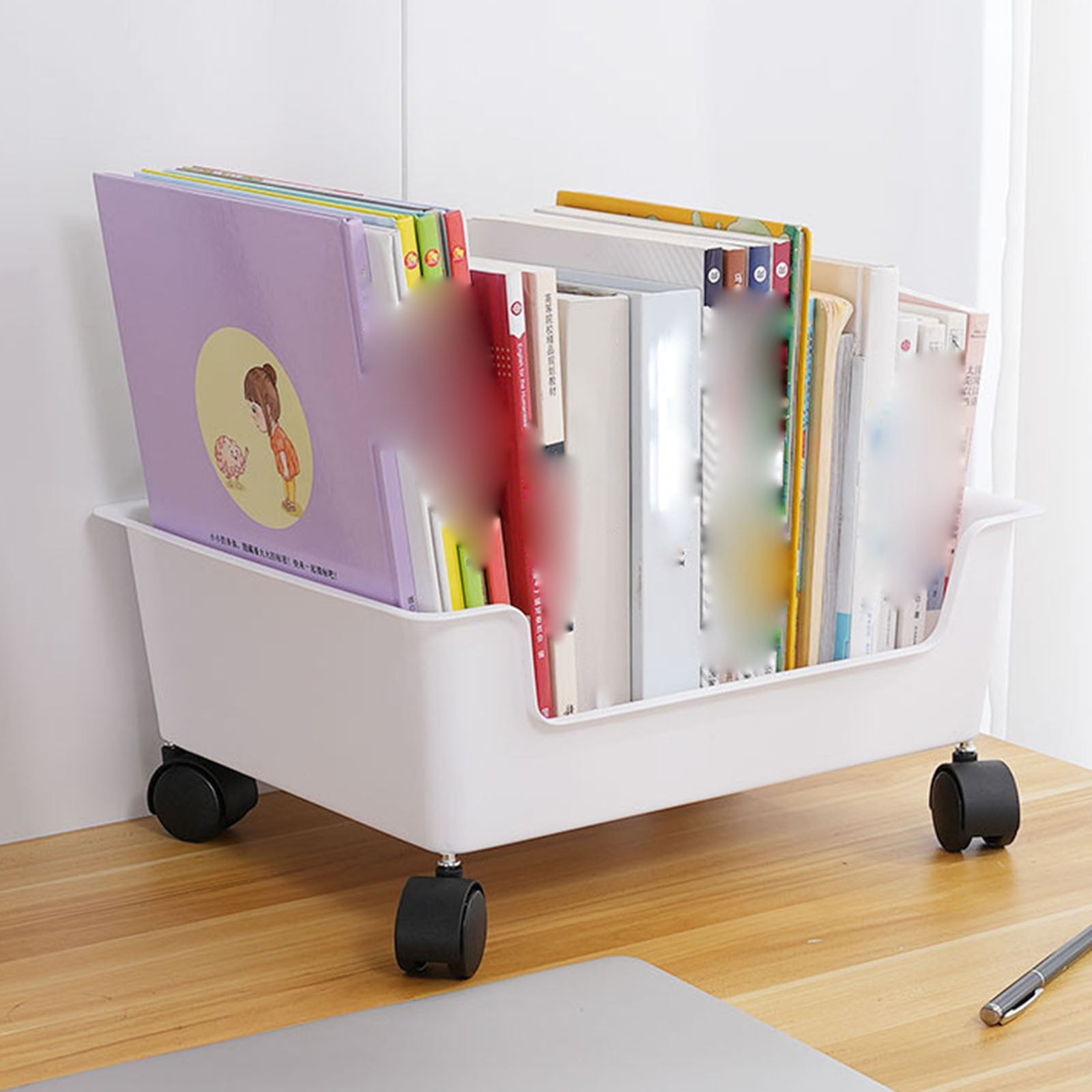 XKHHLH Removable Book Storage Box Under Desk with Pulley Student Classroom Dormitory Schoolbag Organizing Box Toy Storage Box