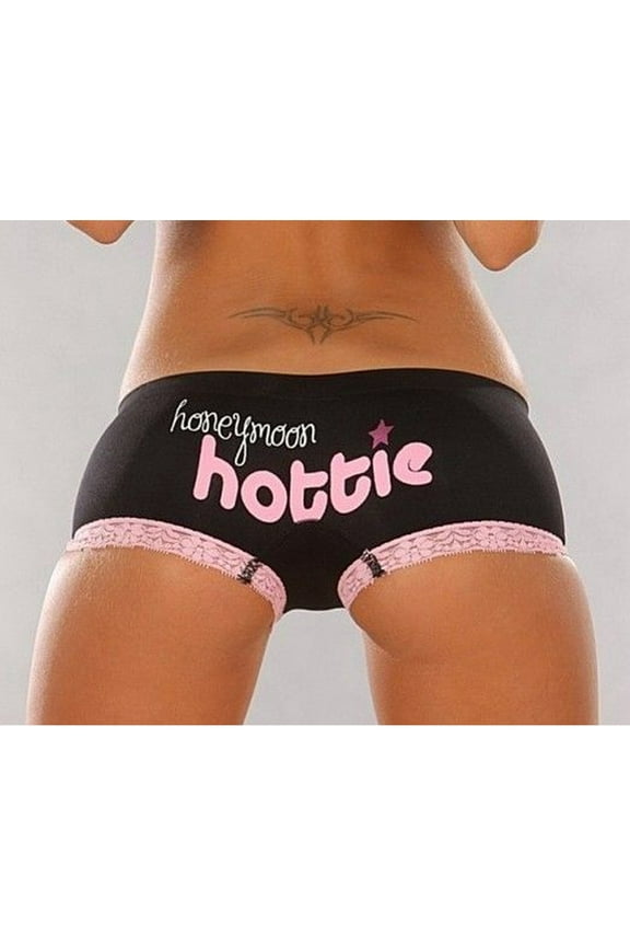 Bridal Shower Gift Happily Ever After Boyshort Underwear 540, Black, L