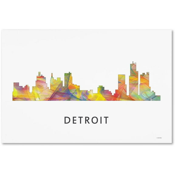 Trademark Fine Art 'Detroit Michigan Skyline WB-1' Canvas Art by Marlene Watson