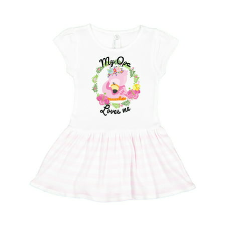 

Inktastic Baby Flamingo My Opa Loves Me with Flower Wreath Gift Toddler Girl Dress