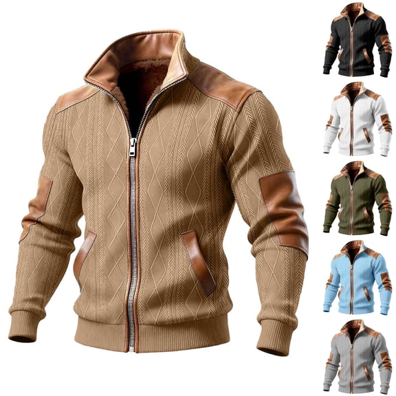 Zedker Men's Corduroy Jacket Full Zip Cardigan Sweatshirt Long Sleeve Elbow Patch Jacket Lightweight Casual Coat Clothes Green L