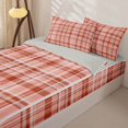 thumbnail image 2 of Castle Fairy Vintage Terracotta Tartan Zipper Twin Comforter Sets with Fitted Sheet and 2 Pillowcases,Geometric Woven Line Zipper Bedding Set,Rust Pink White,Reversible, 2 of 7