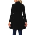 thumbnail image 3 of Abrigo de terciopelo A-Line para mujer INSPIRE CHIC, de doble botonadura, con cuello alto, abrigo de invierno de longitud media, color negro, talla M, 3 of 6