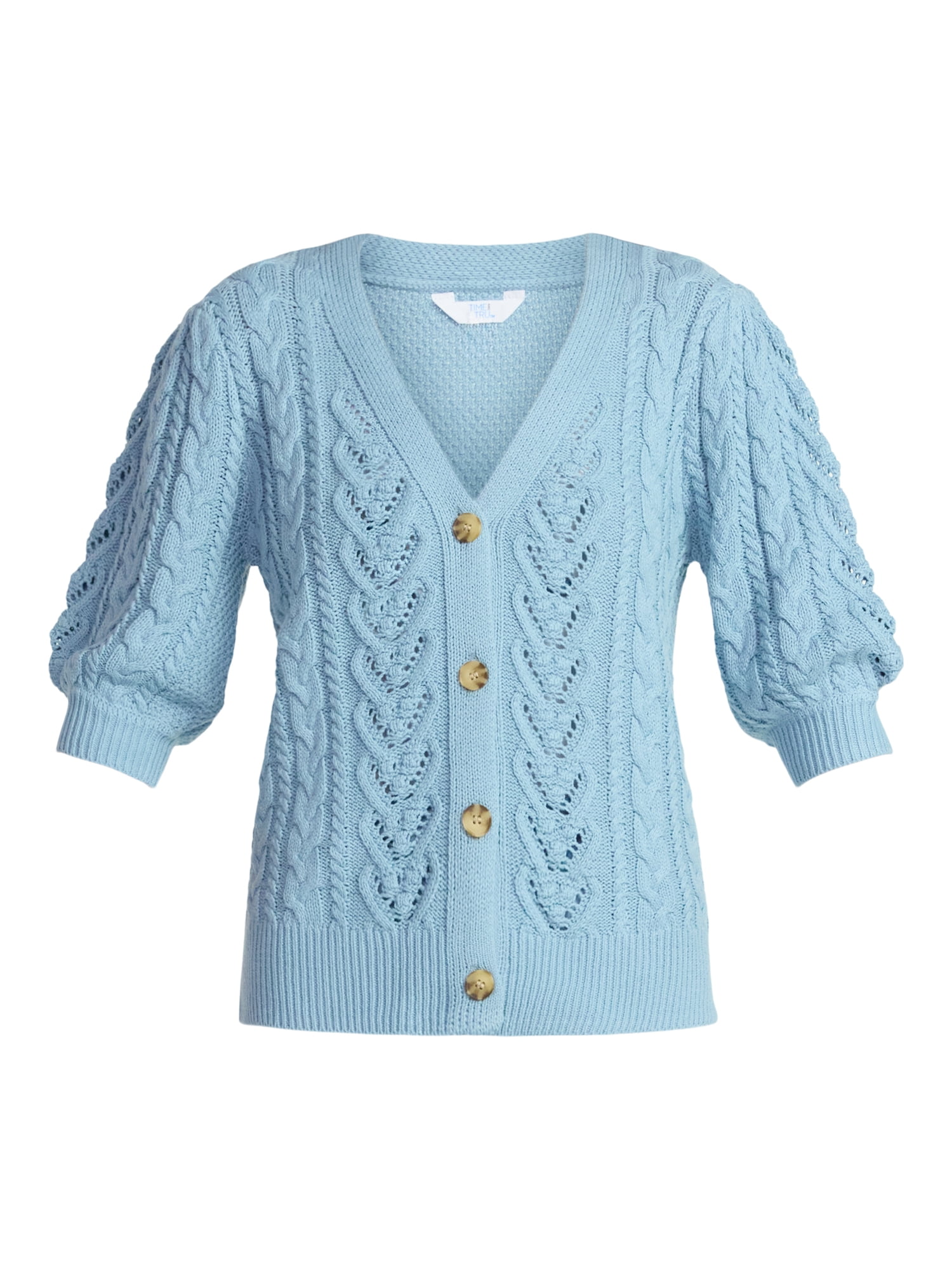 Time and Tru Women's Boyfriend Cardigan with Short Sleeves, Lightweight, Sizes XS-XXXL