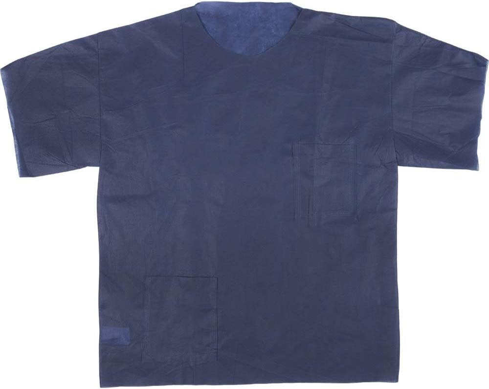 Pack of 10 Disposable Full Cut Shirts L size. Blue Polypropylene Shirts
