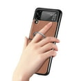 thumbnail image 3 of Allytech Z Flip 3 Case, Galaxy Z Flip 3 Wallet Case Cover, Premium PU Leather Slim Fit Shockproof with Ring Holder Anti-scratch Back Shell Case for Samsung Galaxy Z Flip 3 5G Phone - Brown, 3 of 8