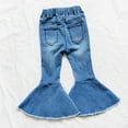 thumbnail image 7 of iiniim Toddler Baby Girl Ruffle Denim Jeans High Waist Bell-Bottoms Ruffle Trousers Flare Pants, 7 of 7
