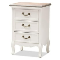 Bowery Hill Two Tone Whitewashed Oak and White 3-Drawer Nightstand