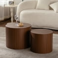 thumbnail image 5 of Tcbosik 2pcs/Set Nesting Coffee Tables, Round Accent Table, Modern Tea Table, Side End Table for Living Rom, Bedroom, No Need Assembly, Walnut, 5 of 8