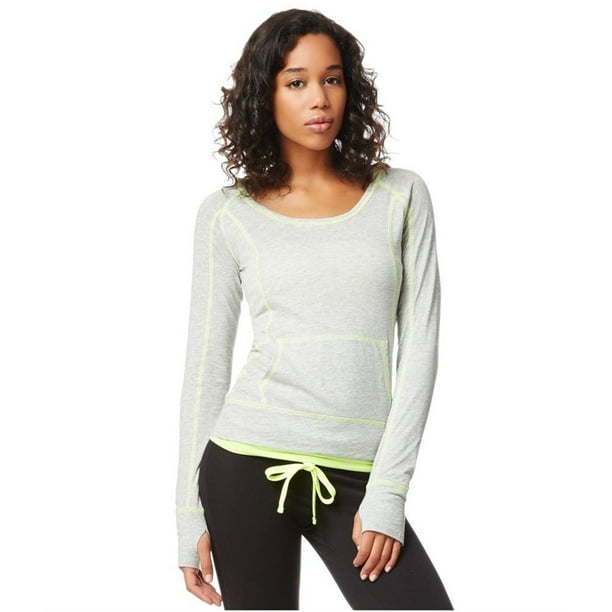 Aeropostale - Camiseta básica con capucha para mujer, color gris, XS Aeropostale Camiseta básica