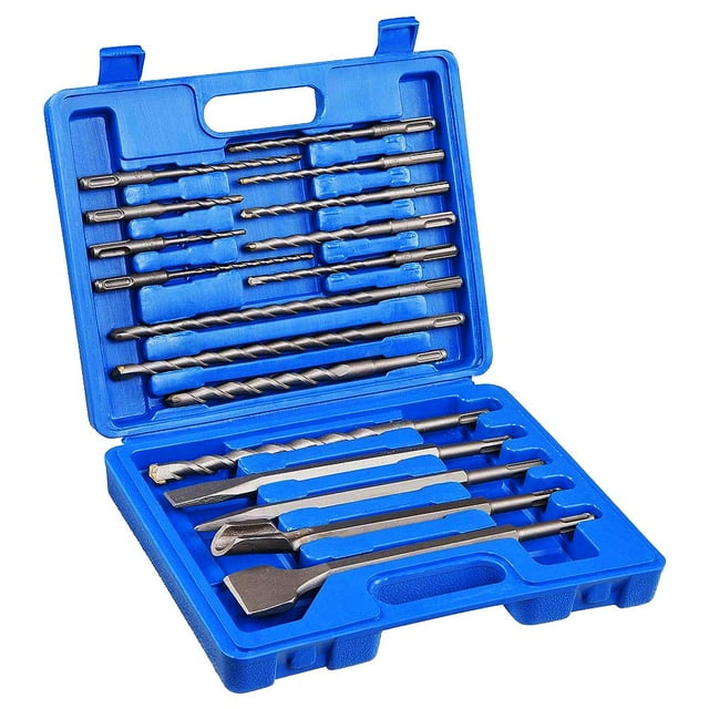 COMOWARE Ensemble de Perceuse à Marteau Rotatif & Brochettes - Outils de Maçonnerie en Béton 17 Pcs avec Étui de Rangement
