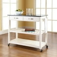 thumbnail image 3 of Crosley 2 Drawer Black Granite Top Kitchen Cart in White, 3 of 6