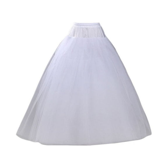 Yokua 4-layer Hoop-free Long Style Half Skirt Petticoat Bridal Wedding Dress Lined Lad