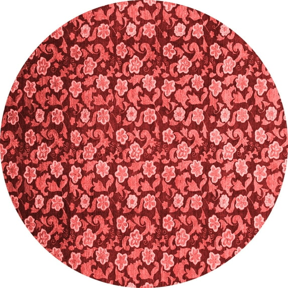 Ahgly Company Indoor Round Abstract Red Modern Area Rugs, 5' Round
