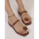 thumbnail image 4 of Women Round Decor Toe Post Thong Sandals, Artificial Patent Leather Fashion Sandals, 4 of 4